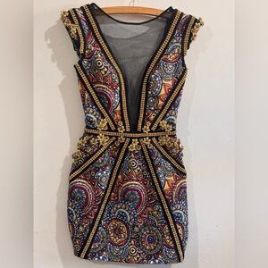 MAISON LILLY AND BILLY Embellished Multicolor Dress